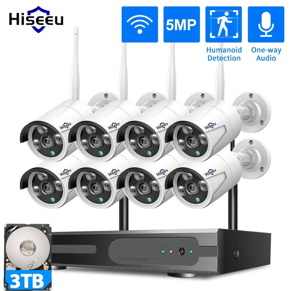 Hiseeu 5MP WiFi CCTV Camera Security System